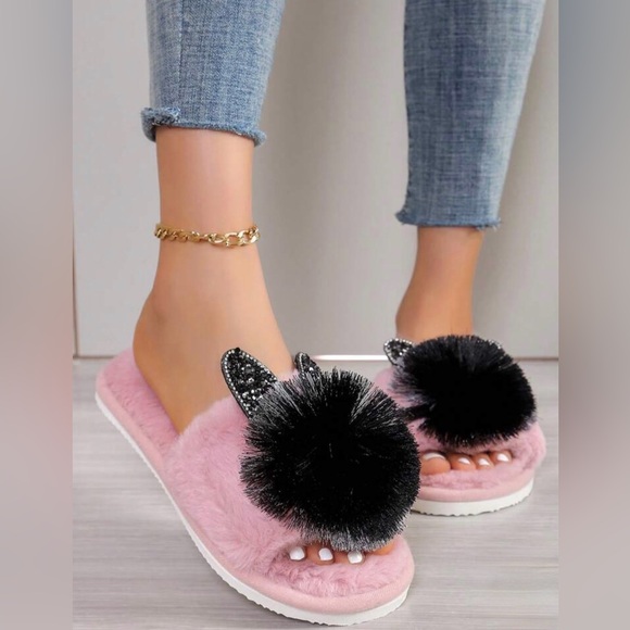 Dog Cloud Slides slippers puppy house shoes plush fur women’s teen’s 7 7.5 white - Picture 8 of 9